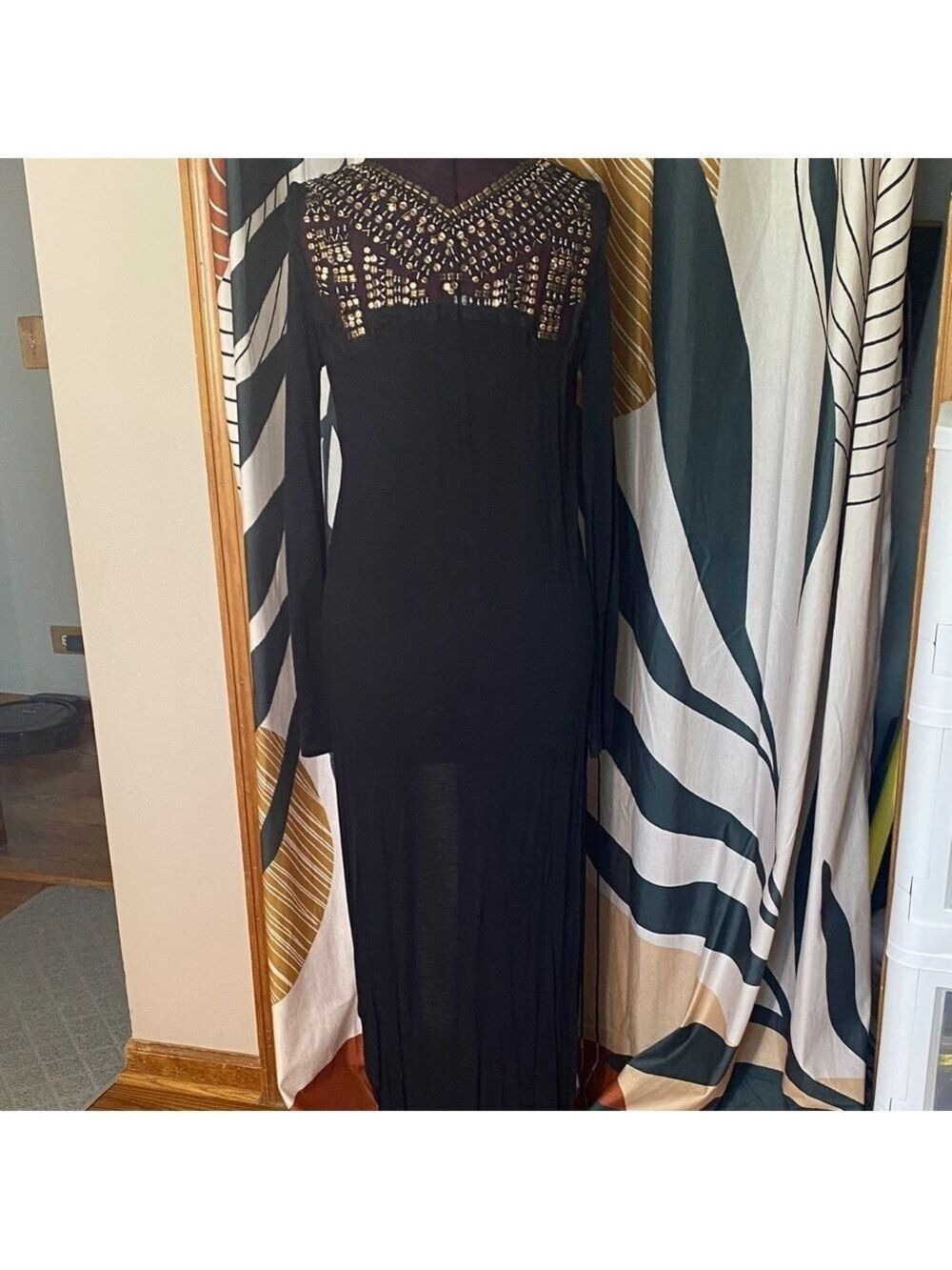 Lira Black Long Sleeve vest with Gold Accents
